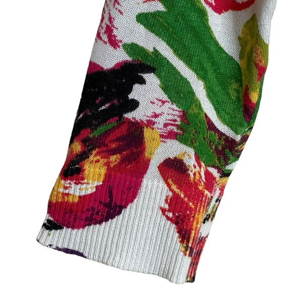 Peter Nygard Colorful Artsy Floral Abstract Cardigan Lightweight 1 Button Size M - Picture 4 of 11